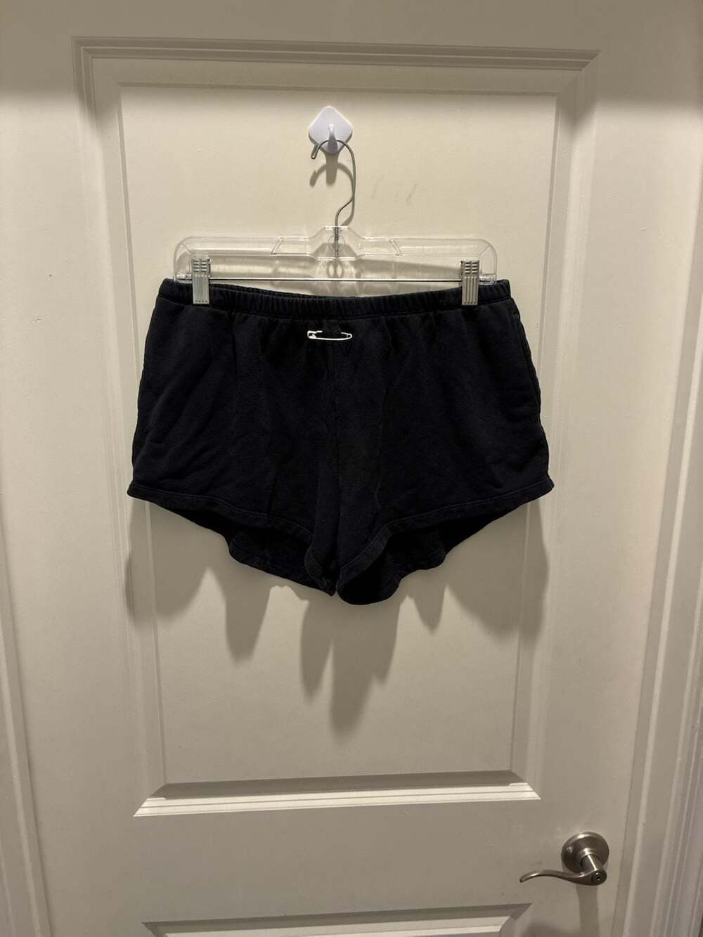 Sami Miro Vintage Black Mini Safety Pin Sweat Short Size L